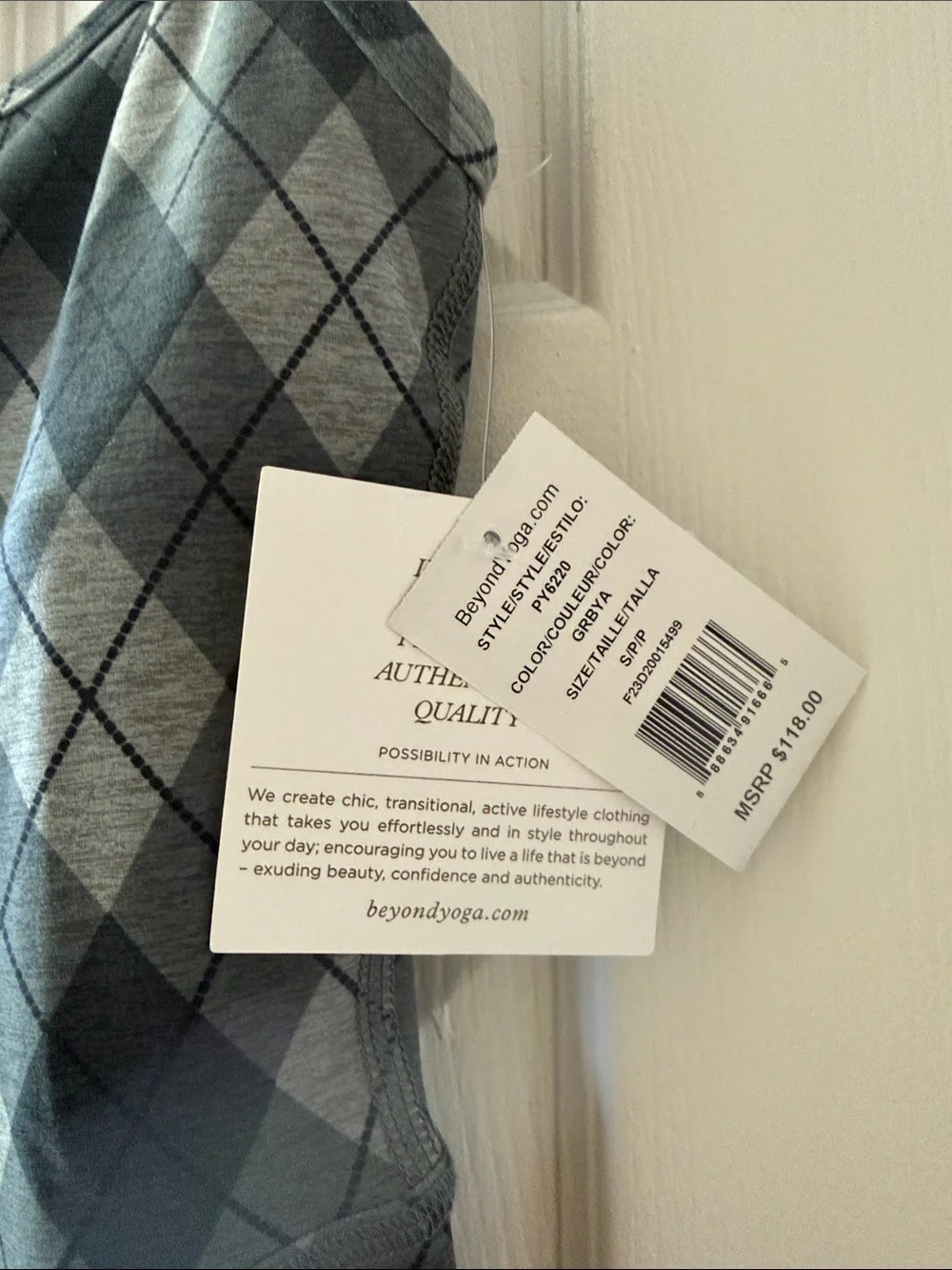 NWT Beyond Yoga Gray Argyle Biker Romper